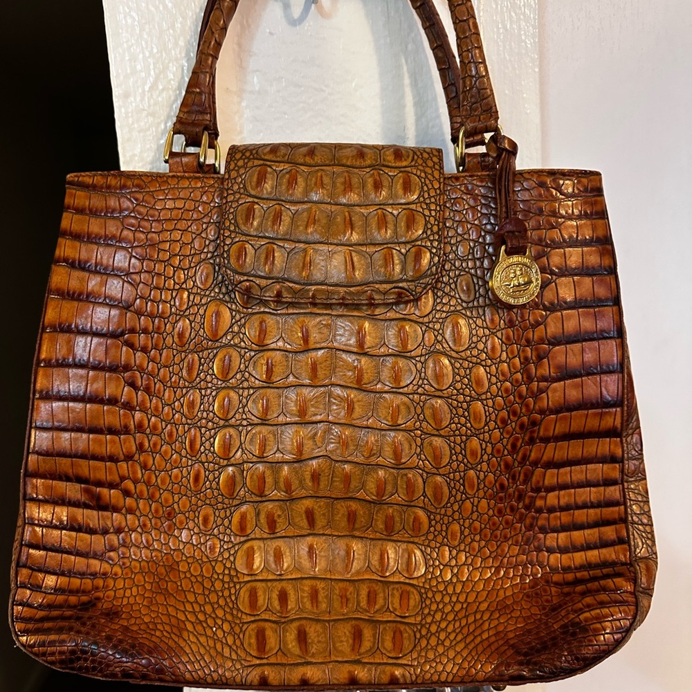 Brahmin Elegant Brown Crocodile-Embossed Women's Bag